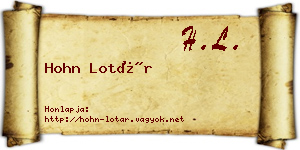Hohn Lotár névjegykártya